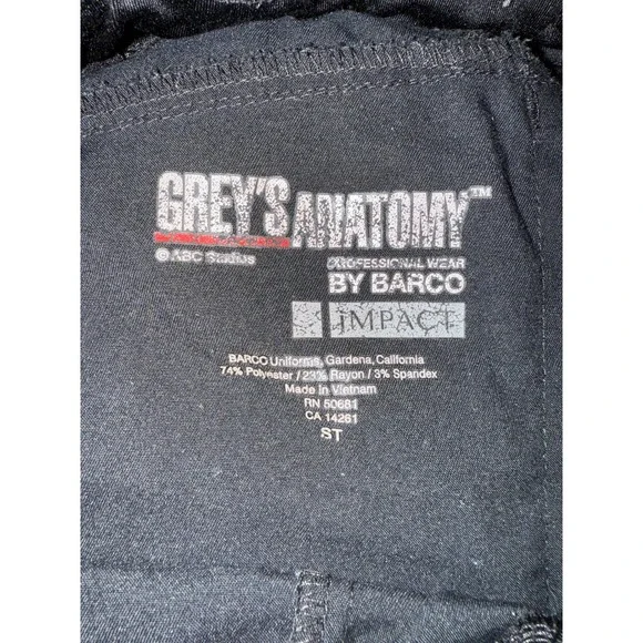 Greys Anatomy Scrubs Pants Womens Black Cargo Jogger Style Comfortable Fit - Picture 3 of 4
